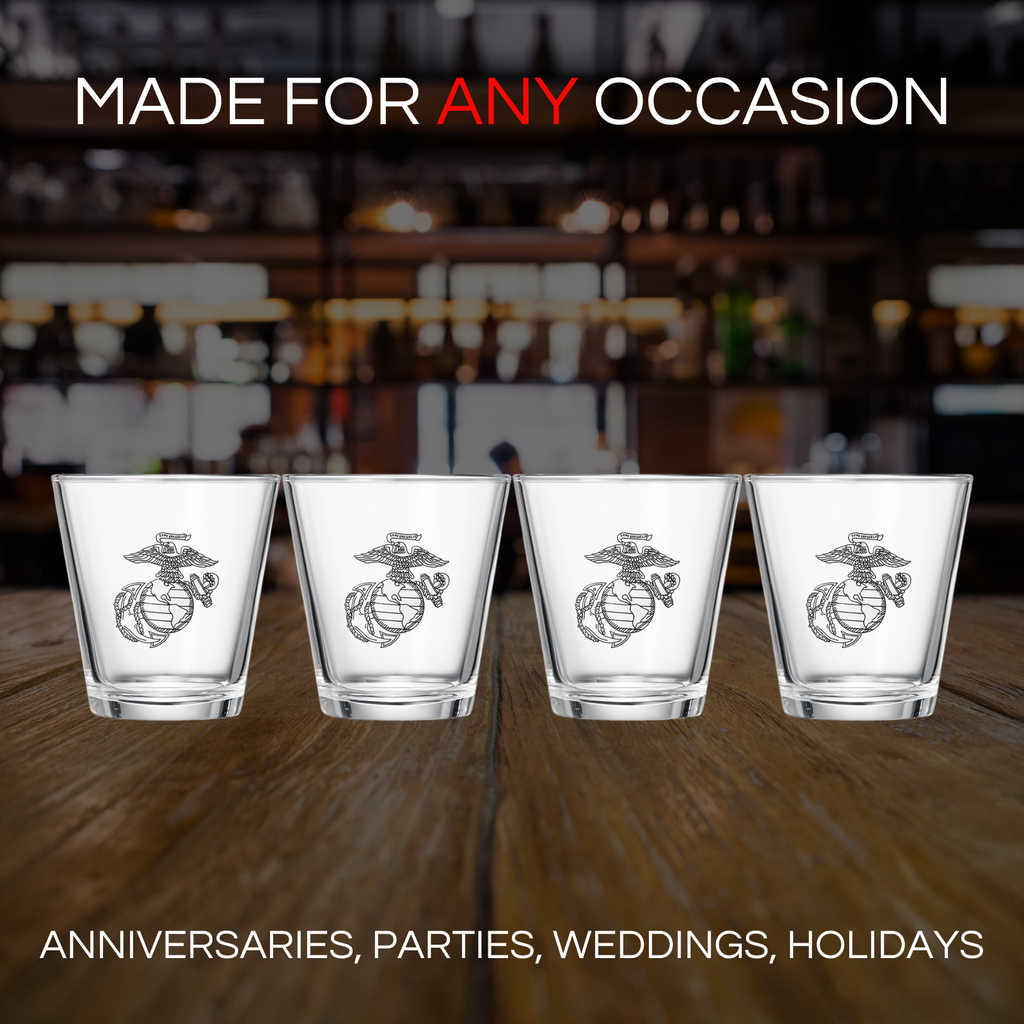 Marine USMC Whiskey & Wine Glasses Set of 4-3