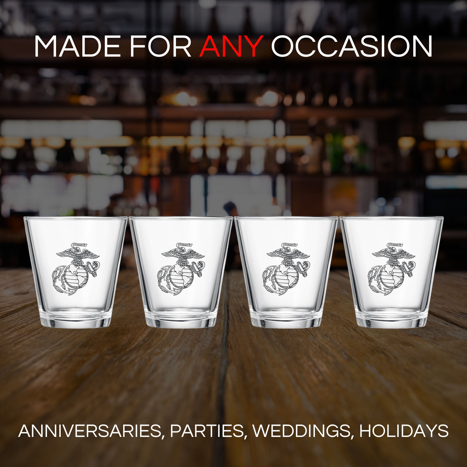 Marine USMC Whiskey & Wine Glasses Set of 4-3