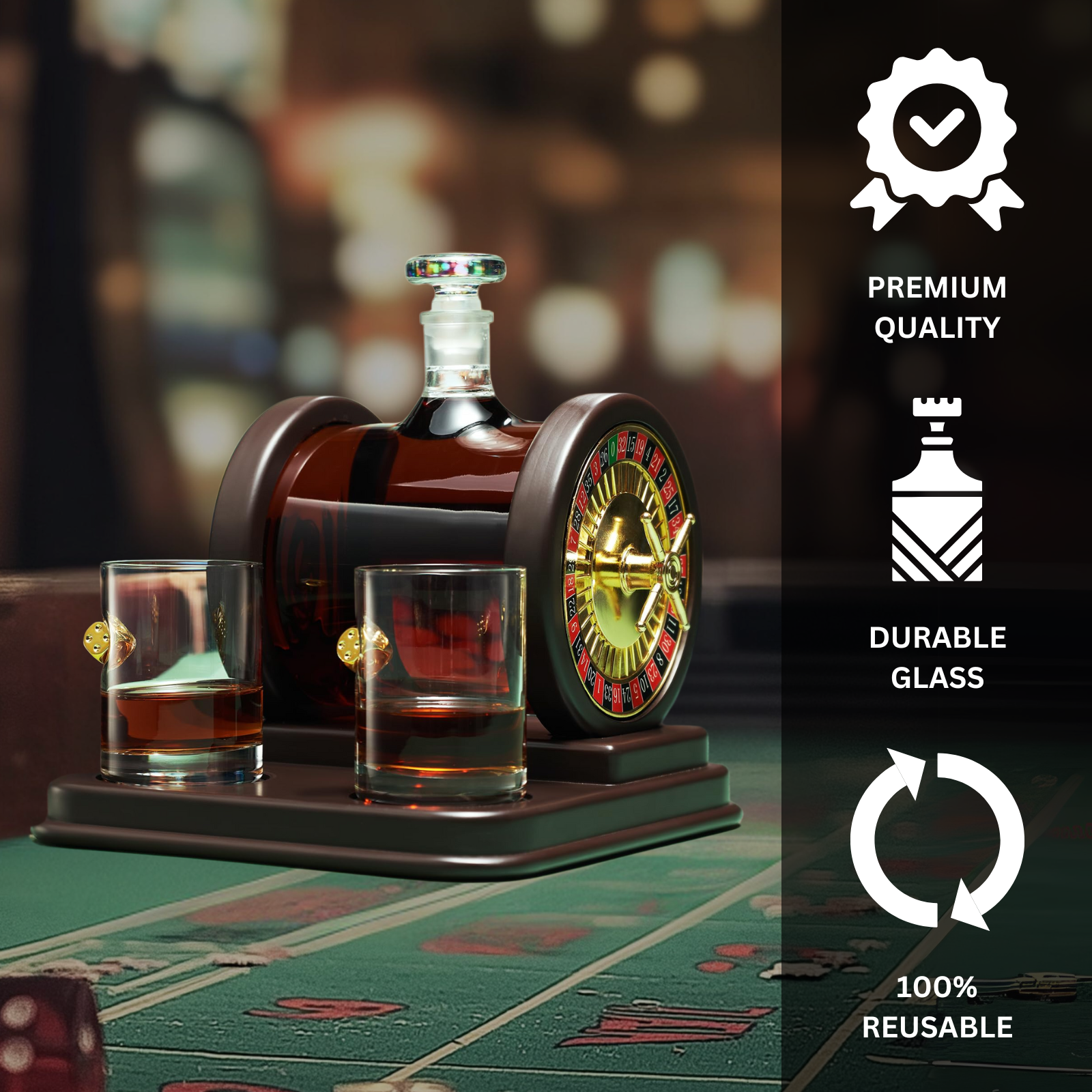 Casino Roulette Whiskey Decanter for Men, Husband, Him | 67.6 OZ-3