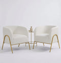 27" Modern Ivory Boucle Accent Chairs With Gold Legs