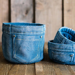 Pants for Plants Blue Jeans Cement Flower Pot (Shipping fees may apply)
