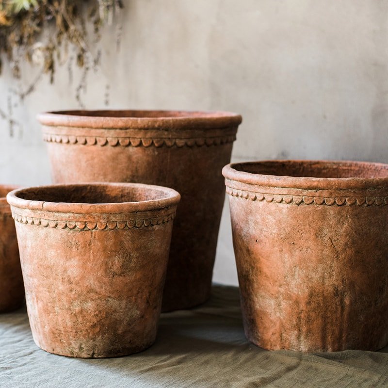 Large Terracotta Red Concrete Planter Pot-0