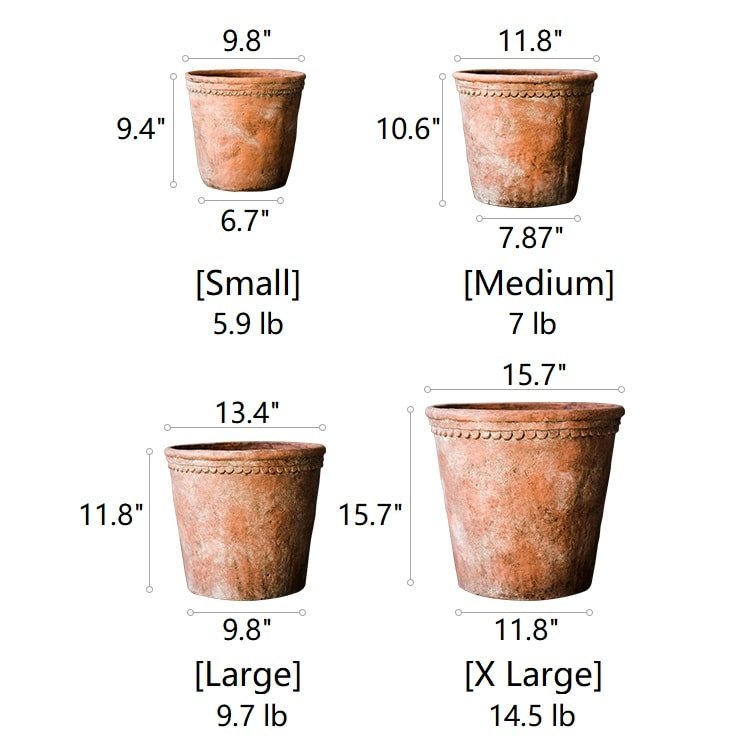 Large Terracotta Red Concrete Planter Pot-5