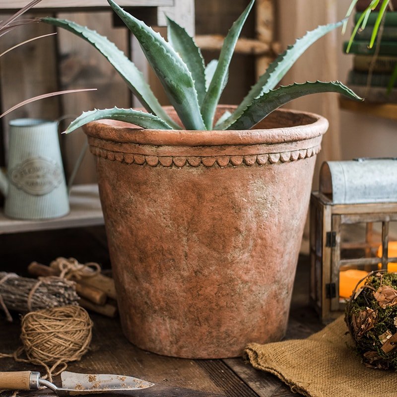 Large Terracotta Red Concrete Planter Pot-1
