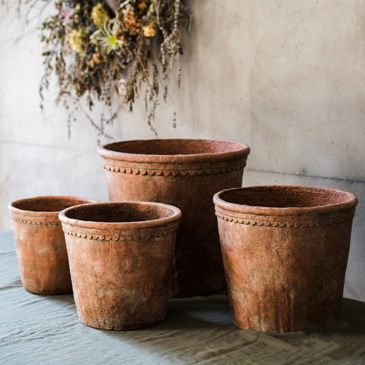 Large Terracotta Red Concrete Planter Pot-4