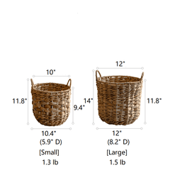 Natural Straw Round Basket with Handles (Shipping fees may apply)-5