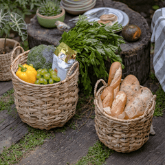 Natural Straw Round Basket with Handles (Shipping fees may apply)-4