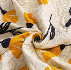 DaDa Bedding Yellow Fleur Floral Quilt Set - Ivory Gold Bedspread-3
