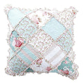DaDa Bedding Patchwork Hint of Mint Floral Cotton Patchwork Euro Pillow Cover-0