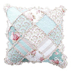 DaDa Bedding Patchwork Hint of Mint Floral Cotton Patchwork Euro Pillow Cover-0
