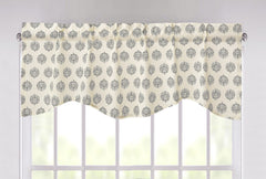 DaDa Bedding Ivory Blue Elegance Mini Medallions Floral Window Curtain Valance - 18" x 52" (JHW-660)