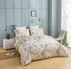 Tache Poplin Cotton Elegant Leaf Vine Cream Beige Duvet Cover (JHW-842)-1