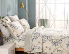 Tache Poplin Cotton Elegant Leaf Vine Cream Beige Duvet Cover (JHW-842)-2