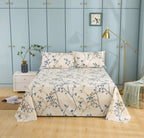 Tache Poplin Cotton Elegant Leaf Vine Cream Beige Fitted Sheet / Flat Sheet (JHW-842)-0