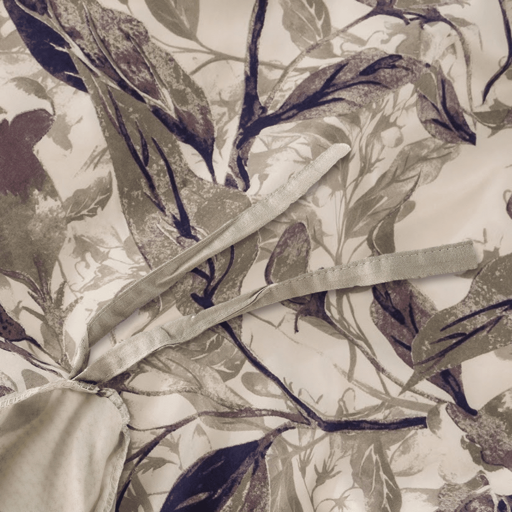 Tache Microfiber Abstract Wispy Leaf Taupe Grey Duvet Cover (JHW-843)-4
