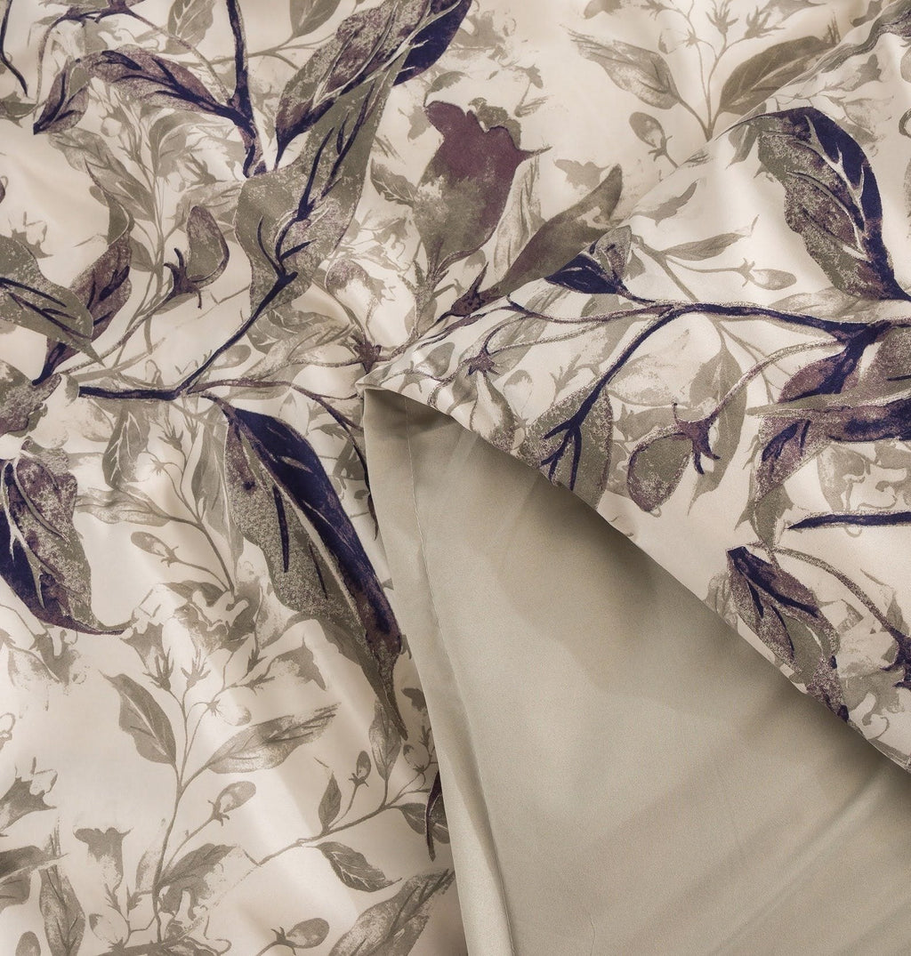Tache Microfiber Abstract Wispy Leaf Taupe Grey Duvet Cover (JHW-843)-3