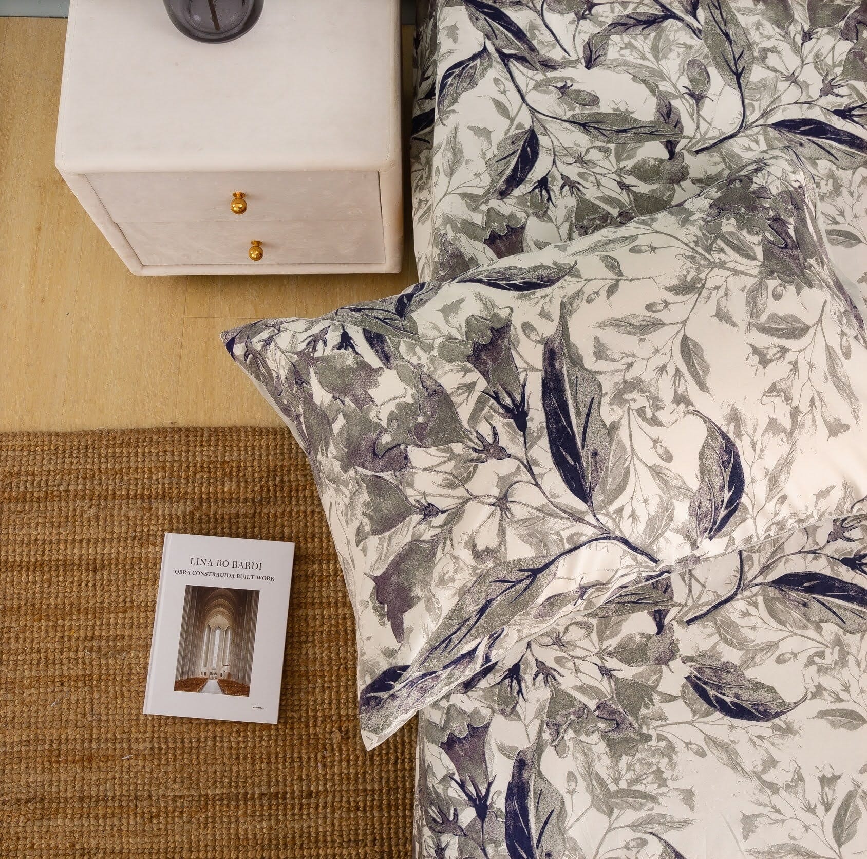 Tache Microfiber Abstract Wispy Leaf Taupe Grey Pillowcase (JHW-843)-3