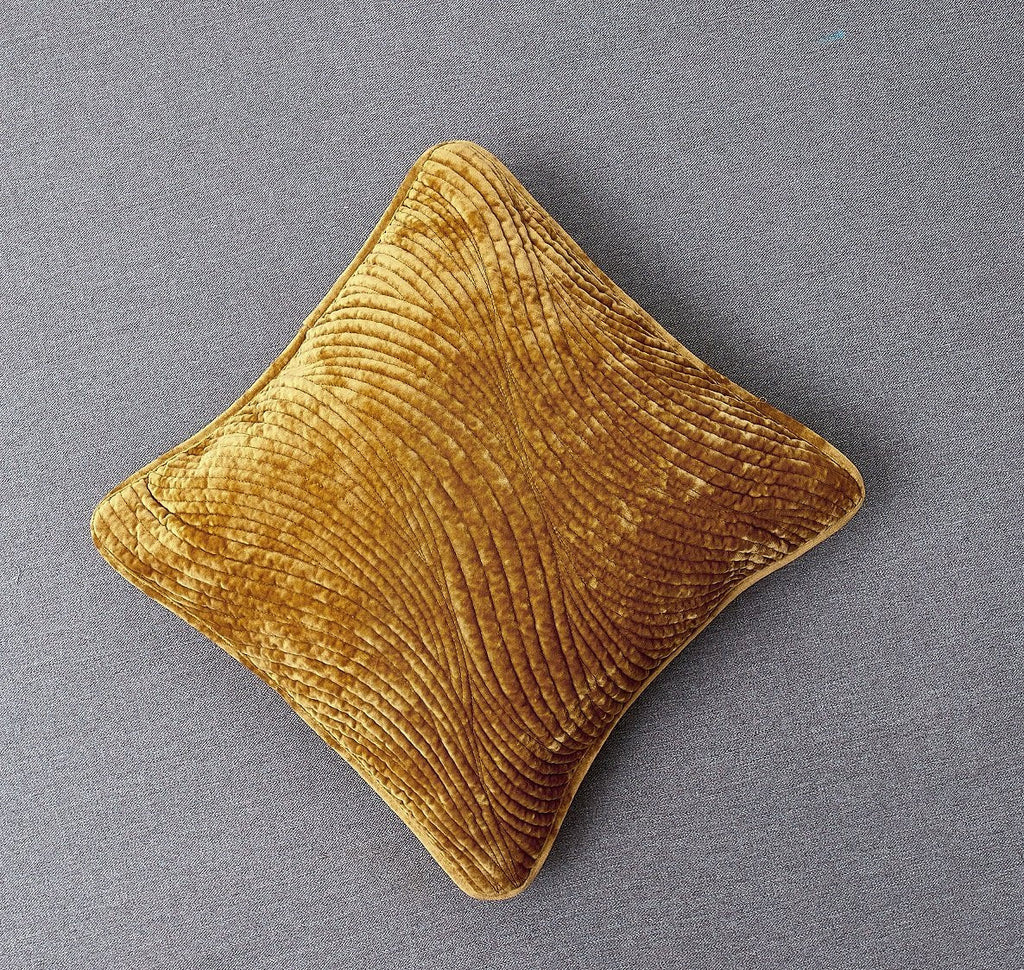 Tache Velvet Dreams Melted Gold Plush Waves Cushion Covers / Euro Sham (JHW-852Y)-1