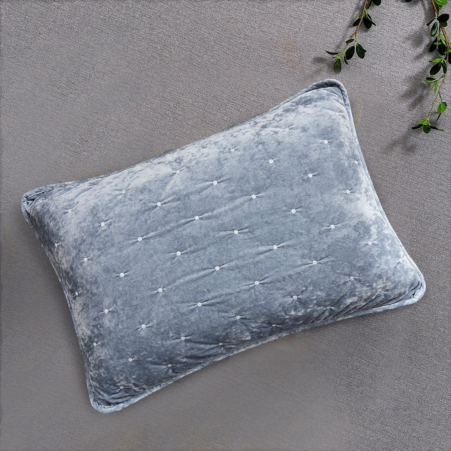 Tache Velvet Dreams Light Blue Plush Diamond Tufted Pillow Sham (JHW-853LB)-1