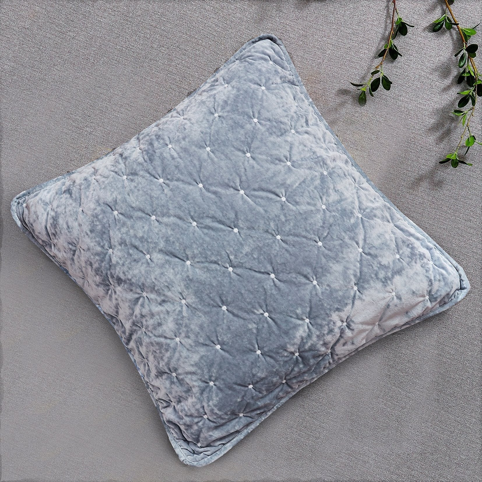 Tache Velvet Dreams Light Blue Plush Diamond Tufted Cushion Covers / Euro Sham (JHW-853LB)-2
