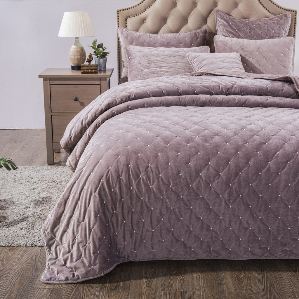Tache Plush Dreams Purple Mauve Tufted Velvet Quilt Set (JHW-853P)-3