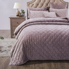 Tache Plush Dreams Purple Mauve Tufted Velvet Quilt Set (JHW-853P)-3