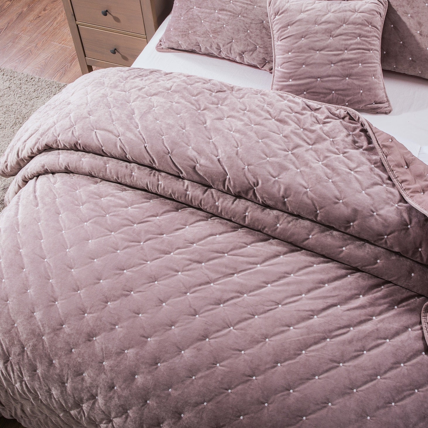 Tache Plush Dreams Purple Mauve Tufted Velvet Quilt Set (JHW-853P)-4