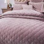 Tache Velvet Dreams Purple Mauve Plush Diamond Tufted Cushion Covers / Euro Sham (JHW-853P)-4