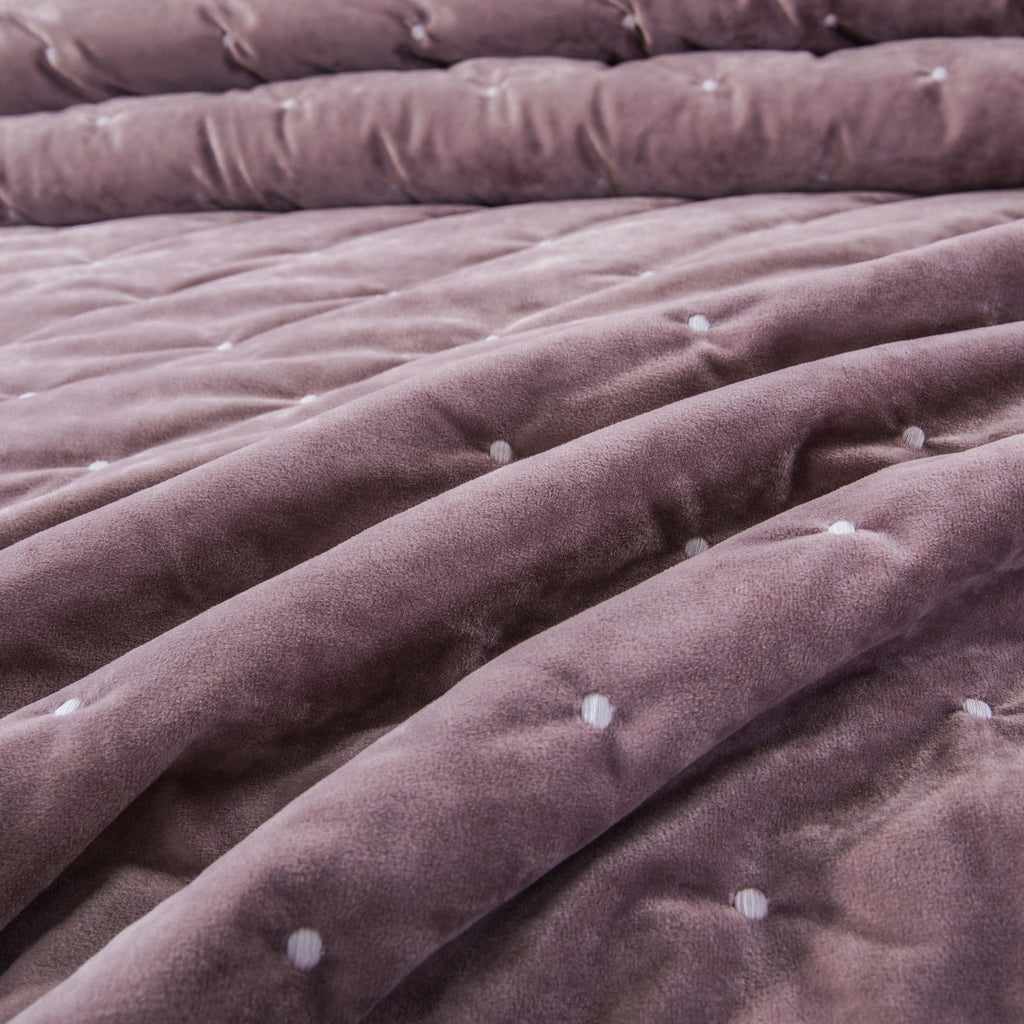 Tache Plush Dreams Purple Mauve Tufted Velvet Quilt Set (JHW-853P)-1