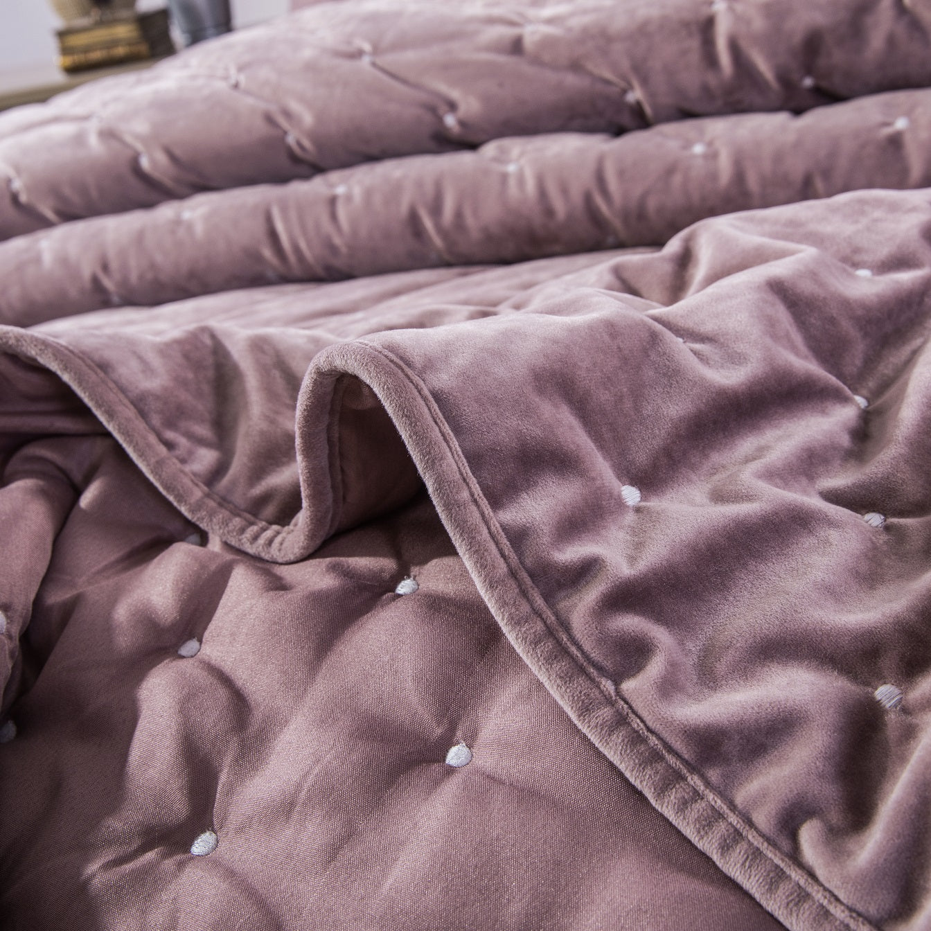 Tache Plush Dreams Purple Mauve Tufted Velvet Quilt Set (JHW-853P)-2