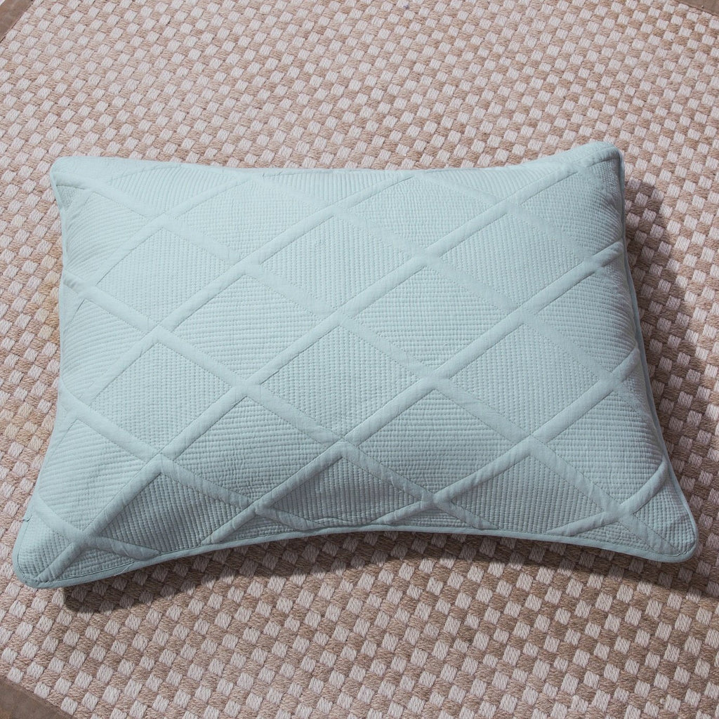 Tache Cotton Seafoam Blue Soothing Pastel Diamond Pillow Sham (JHW-856)-2
