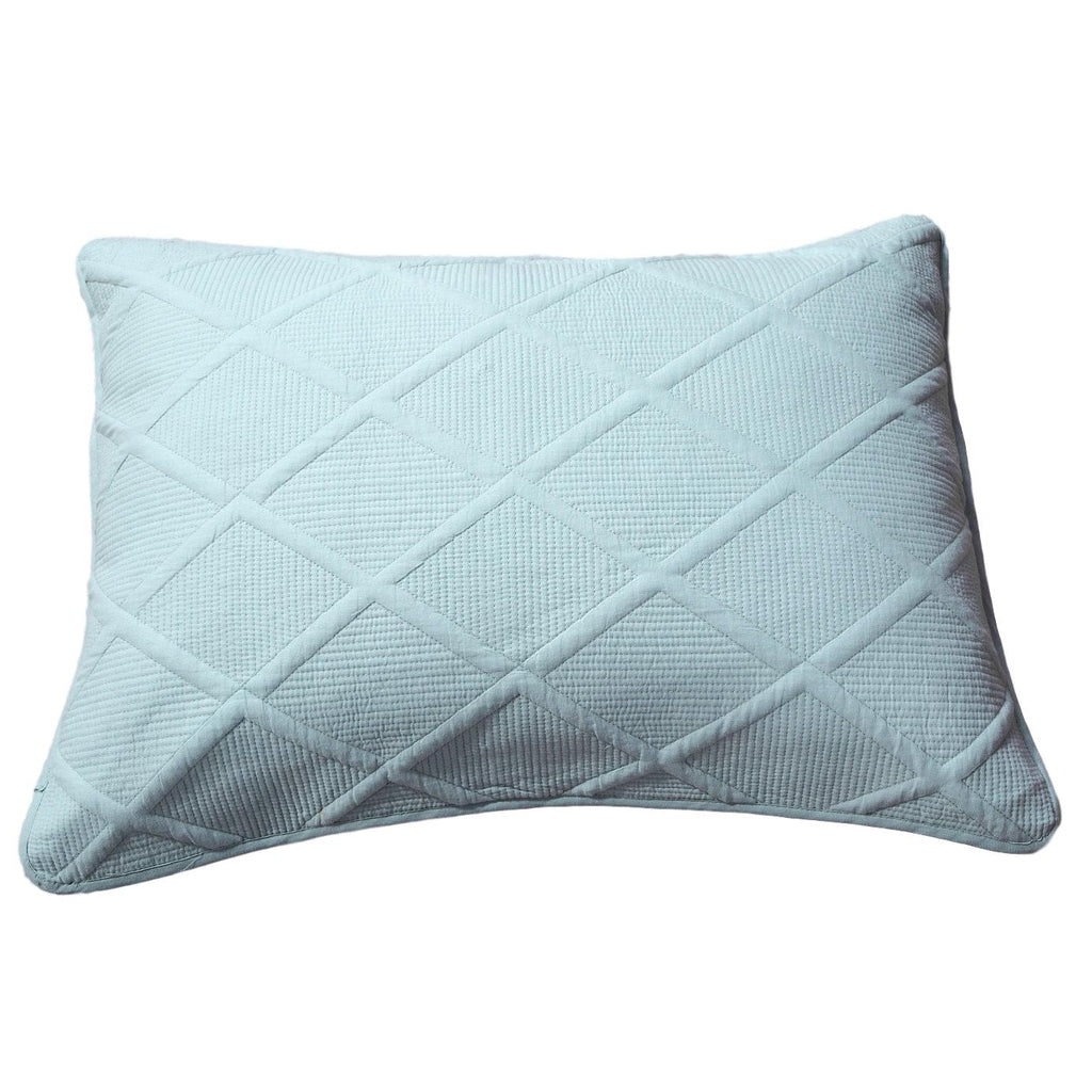 Tache Cotton Seafoam Blue Soothing Pastel Diamond Pillow Sham (JHW-856)-0