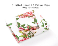 DaDa Bedding Pink Romantic Roses Floral Fitted Sheet Set