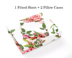 DaDa Bedding Pink Romantic Roses Floral Fitted Sheet Set