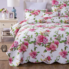 DaDa Bedding Romantic Roses Floral Bed in a Bag Set - Pink Cottage Bedding-1