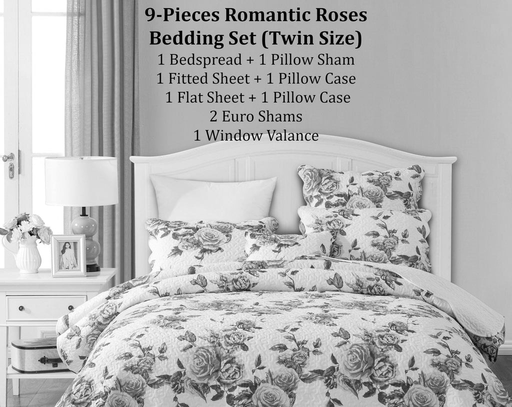 DaDa Bedding Romantic Roses Floral Bed in a Bag Set - Pink Cottage Bedding-5