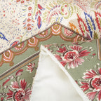DaDa Bedding Cranberry Sage Floral Chevron Duvet Cover Set-4