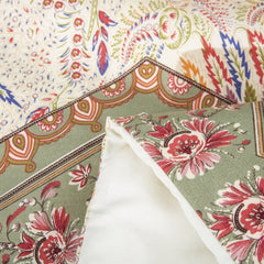 DaDa Bedding Cranberry Sage Floral Chevron Duvet Cover Set-4