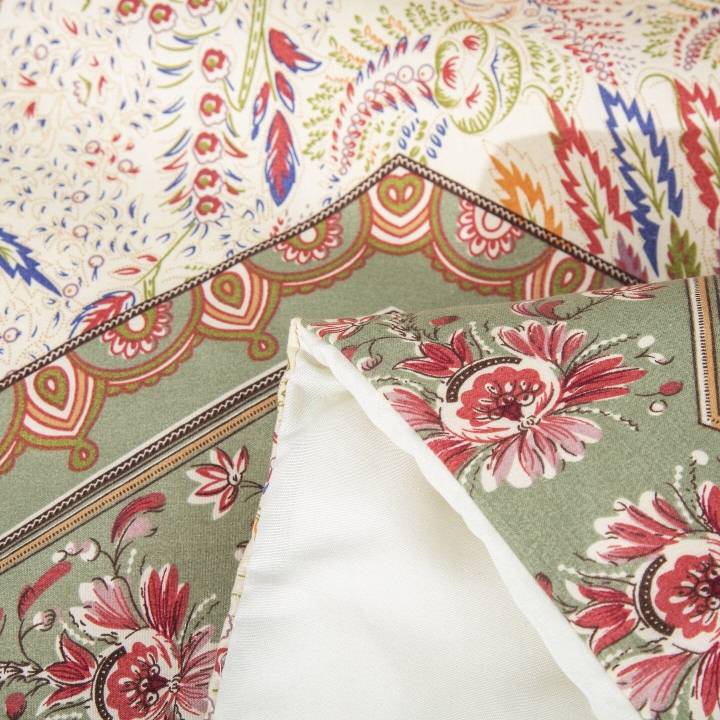 DaDa Bedding Cranberry Sage Floral Chevron Duvet Cover Set-4