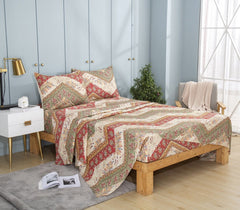 DaDa Bedding Cranberry Sage Floral Flat Sheet Set
