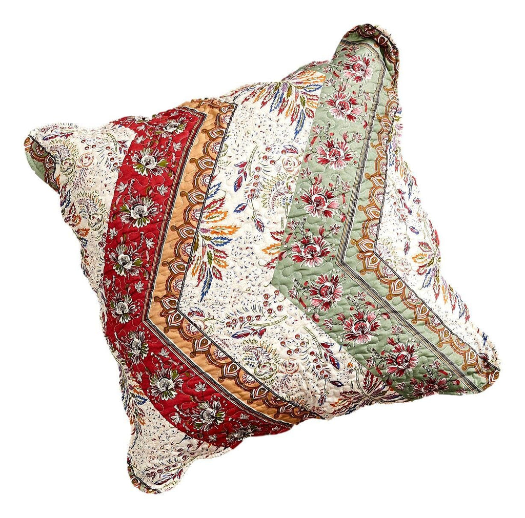 DaDa Bedding Bohemian Cranberry Sage Chevron Floral Euro Pillow Sham Cover, 26" x 26" (JHW924)-0