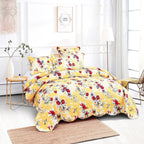 DaDa Bedding Sunshine Yellow Hummingbird Floral Bed in a Bag Set-1