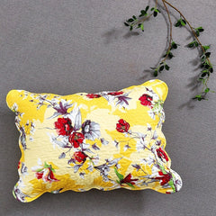 DaDa Bedding Sunshine Yellow Hummingbirds Floral Scalloped Pillow Sham 1-Piece (JHW-925)-1