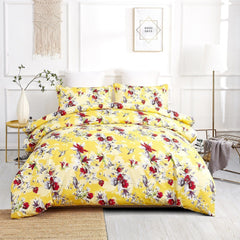 DaDa Bedding Yellow Hummingbird Duvet Cover, Sheets & Valance Set