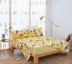 DaDa Bedding Sunshine Yellow Hummingbird Floral Bed in a Bag Set