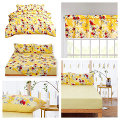 DaDa Bedding Yellow Hummingbird Duvet Cover, Sheets & Valance Set