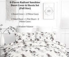 DaDa Bedding Yellow Hummingbird Duvet Cover, Sheets & Valance Set