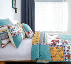 Tache Cotton Patchwork Blue Yellow Old World Hummingbirds Garden Pillow Sham (JHW-936)-2