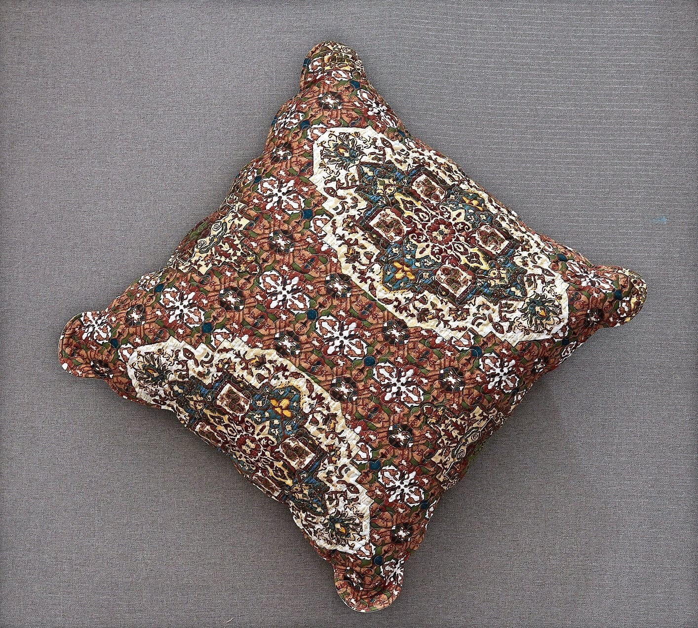 DaDa Bedding Rustic Earthy Cross Motif Folk Style Scalloped Euro Pillow Sham Cover, 26" x 26" (JHW944)-1