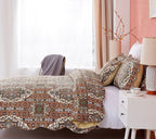 DaDa Bedding Rustic Earthy Cross Motif Folk Ogee Moroccan Scalloped Quilted Bedspread Set (JHW-944)-2